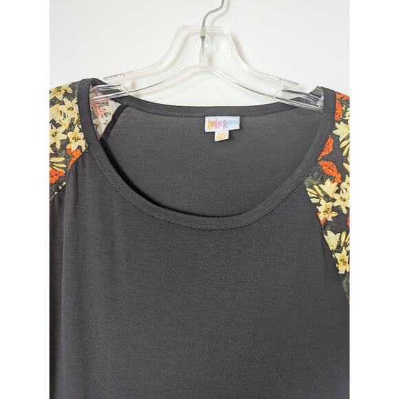 LuLaRoe Julia T-shirt Dress Size 3XL Black Floral Stretch NEW - Picture 4 of 9